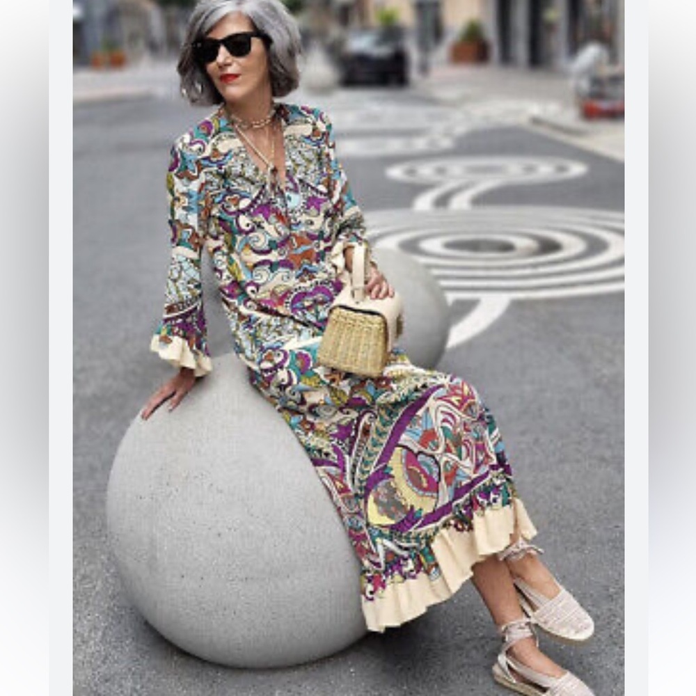 Zara Ruffle Kaftan Style Maxi - Picture 4 of 10